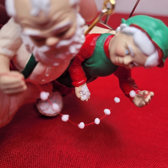 Vintage 1990 Hallmark Mr & Mrs. Clause threading marshmallows christmas ornament - Picture 3 of 6